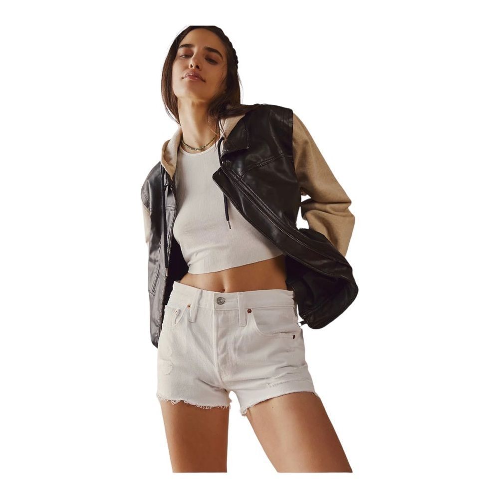 Levi’s Women’s 501 High-Rise Button Fly White Cut Off Denim Shorts Size‎ 31 NEW